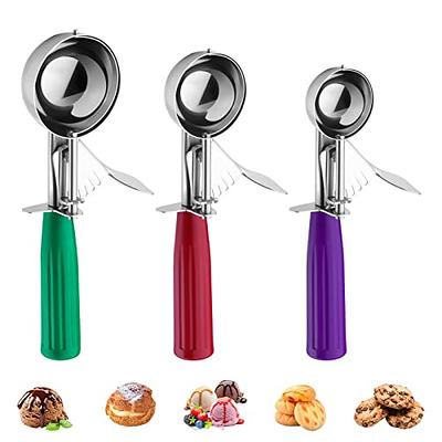 3PCS Ice Cream Scoop,Premium cookie scoop set,Small/Medium/Large stainless  steel Scoops,Professional Ice cream Scooper with Trigger Release for