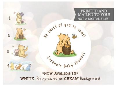 Pooh Bear Stickers, Pooh Bear Baby Shower Labels, Winnie Honey Favor  Stickers