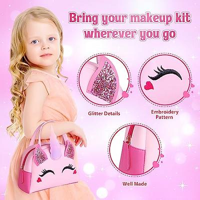 Kids Washable Makeup Set with Unicorn Purse for Little Girls