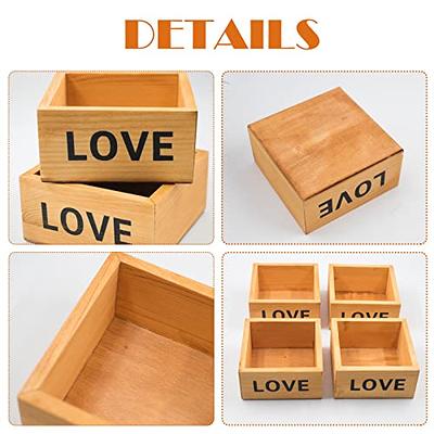 4 Pack Unfinished Wooden Box, 4 Sizes Rustic Small Wood Square Storage  Organizer Box for Craft Centerpieces Home Decor Art Collectibles Succulent