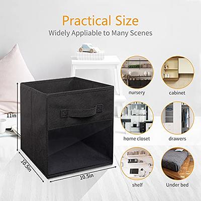 DIMJ Storage Bins, 3 Pcs Large Foldable Fabric Storage Bin Organizer with Clear Window for Bedroom Kids Room Wardrobe Closet Shelves, Home Storage