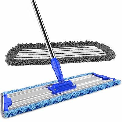 18 Professional Microfiber Mop Floor Cleaning System, Flat Mop with  Stainless Steel Handle, 4 Reusable Washable Mop Pads, Wet and Dust Mopping  for