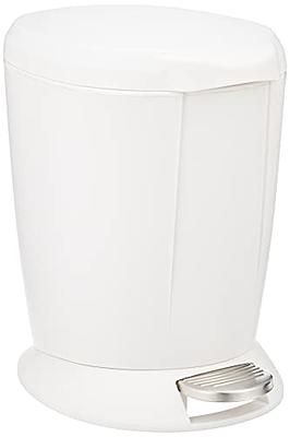 simplehuman 6 Liter / 1.6 gal Plastic Compact Round Bathroom Step Trash  Can, White 