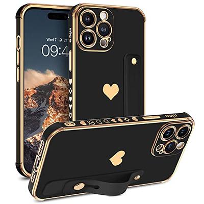 for iPhone 15,15 Pro,15 Plus,15 Pro Max Phone Case, Slim Luxury Gold Plated  Soft Bumper Women Men Girl Protective Phone Case Cover for Apple iPhone 15  6.1 inch,Black/Gold 