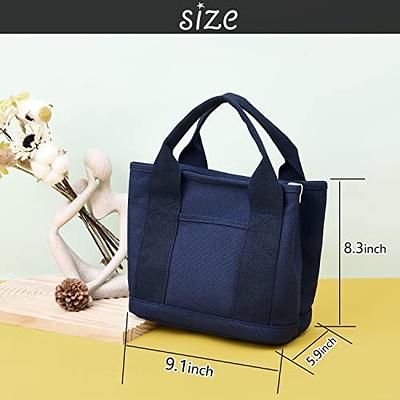 Canvas Tote Bag with Zipper Small Tote Bag for Women Crossbody Bag Mini Shoulder Bag with Pockets Satchel Hobo Bag