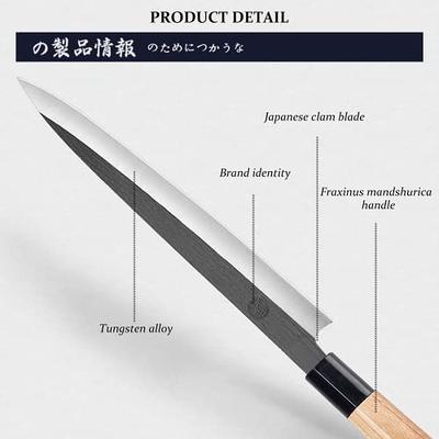 MITSUMOTO SAKARI 10-inch Japanese Sashimi Knife, Professional Hand Forged  Japanese Sushi Knife, Tungsten Alloy Kitchen Chef Knife (Fraxinus  Mandshurica Handle & Gift Box) - Yahoo Shopping