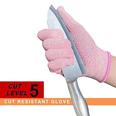 Evridwear Cut Resistant Work Gloves with Grip Dots, Food Grade Level 5  Safety Protective Cutting Glove for Kitchen, Whittling,Mandolin  (Small,Pink) - Yahoo Shopping