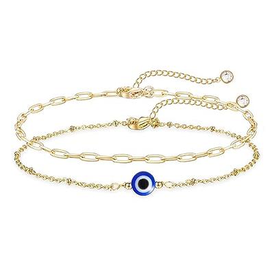 URSTAR Evil Eye Bracelets for Teen Girls, 14K Solid Gold over Evil