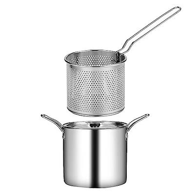 Nuanchu 4 Pieces Deep Fry Basket 7.1 Inch Round Wire Fry Basket Stainless  Steel Fryer Basket with Long Handle Frying Fryer Strainer for Pot French