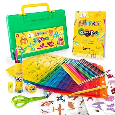 Mimtom Drawing Stencil Kit for Kids, 60 PC Art Set with 370+