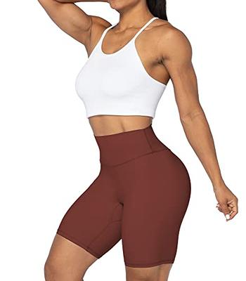 Sunzel 8 High Waist Biker Shorts for Women No Front Seam Soft Yoga Workout  Gym Bike Shorts Tummy Control Squat Proof Wine Red - Yahoo Shopping