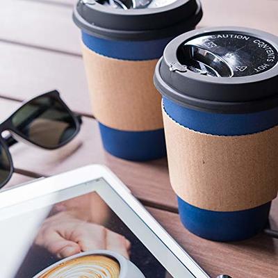 [50 Pack] Disposable Coffee Cups with Lids - 12 oz White Double Wall  Insulated Coffee Cups with Dome Lid - Kraft Reusable Coffee Cups with Lids  - To