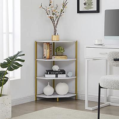 VECELO 4-Tier Ladder Corner Storage Shelf with Metal Frame, Multipurpo