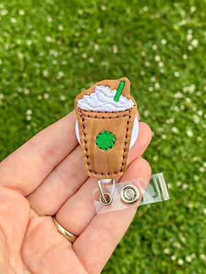 Cute Iced Coffee Badge Reel Glitter Badge Reel Nurse Badge Reel