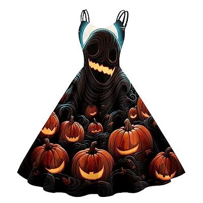 uhnmki Dirndl Dresses Women Halloween Print Sleeveless 1950s Housewife  Evening Halloween Costumes for Women Plus Size Black - Yahoo Shopping