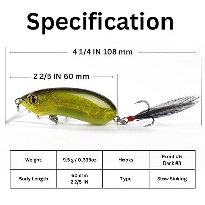 TRUSCEND Floating Fishing Lures with BKK Hooks, Whopper Fishing Lures for  Freshwater or Saltwater, Floating Lure for Bass Catfish Pike, Fishing  Wobble