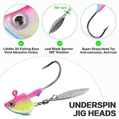 OROOTL Fishing Jig Heads Underspin Jig Head Hooks with Spinner