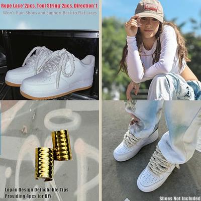 Lopau Thick Rope Shoe Laces for Air Force 1, Dont Punch DIY Chunky Jumbo  Shoelaces for Dunk,Air Jordan,AF1 Sneakers