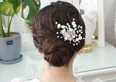 Hairpin hair clip hair accessories for women Red evening dress accessories  red wedding dress evening dress accessories flower diamond pearl headdress