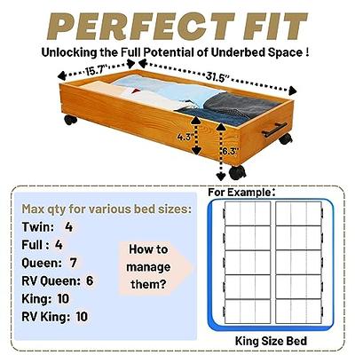 Ofiray-home 2-Pack Solid Wood Under Bed Storage with Wheels, Underbed  Drawers Underneath with Handle - Wooden Crate Clothes Storage Containers