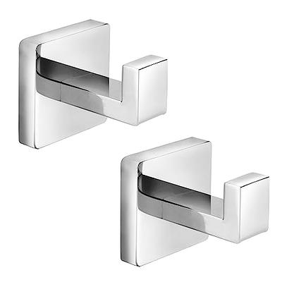 Double Towel Hooks for Bathroom Bushed Nickel Wall Mount，Simple Modern  Square Style Coat & Robe Hook，Stainless Steel Heavy Duty Door Hanger for