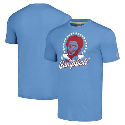 Men's Mitchell & Ness Earl Campbell Light Blue Houston Oilers Throwback  Retired Player Name & Number Long Sleeve Top