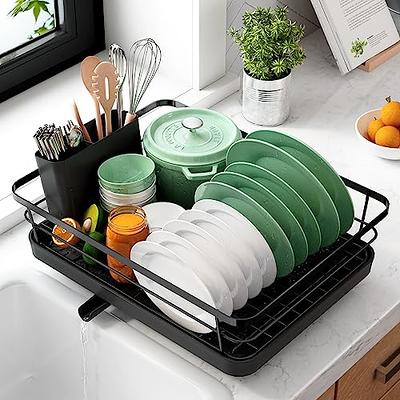 AKALOL Large Dish Drying Rack with Mat,Dish Rack for Kitchen Counter a  Cutlery Holder,Dish Drying Rack,Durable Kitchen Dish Rack for  Tableware,Dish