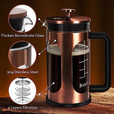 Jineelo French Press Coffee Maker, Copper 304 Stainless Steel Coffee Press  With 4 Filter Screens, Cold Brew Coffee & Tea Press Glass For Camping,  Travel & Gifts. 34 Ounce. - Yahoo Shopping