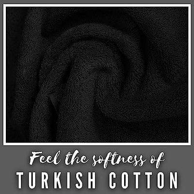 BNM Turkish Cotton Luxury Hotel 12 Piece Washcloth Set, Black