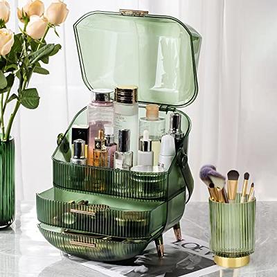HBlife Plastic Makeup Organizer for Vanity, Large Skincare Organizers 8  Compartments Bathroom Organizer Cosmetic Storage, Green 