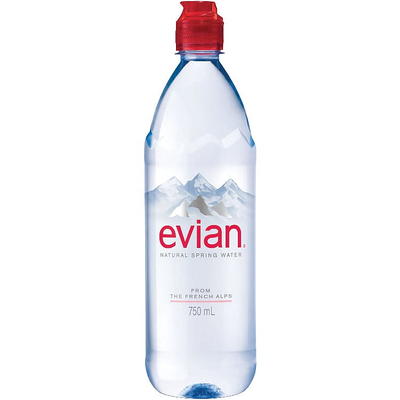 evian Natural Spring Water, Premium Water Bottles, 33.8 Fl Oz