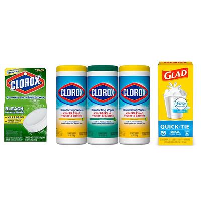 Clorox Get Your Bathroom Cleaner with Automatic Disposable Toilet Bowl  Tablets, Disinfecting Wipes and 4 Gal. Trash Bags, White - Yahoo Shopping