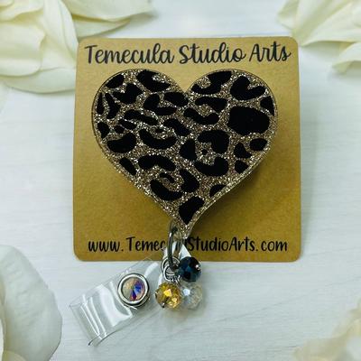 Leopard Heart Badge Reel  Cheetah Print Tiger King Nurse Gift Teacher  Pretty - Yahoo Shopping