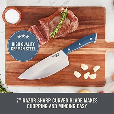 Zakarian by Dash 7 Chef Grade German Steel Rocking Chef Knife with Sheath  for Chopping and Slicing - Blue - Yahoo Shopping