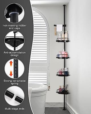 Orimade Corner Shower Caddy Shelf with 4 Hooks for Bathroom Toilet