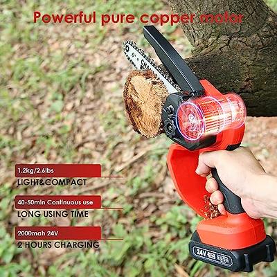 6 Inch Mini Chainsaw Cordless, Chain Saws with 800W Brushless Motor & 2x  2.0Ah Batteries, Portable Handheld Small Chainsaw with 2 Chains, Security