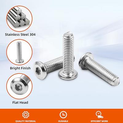 M5-0.8 x 16mm Button Head Socket Cap Screws, Stainless Steel 18-8 (304),  Bright Finish, Fully Threaded, 50 PCS