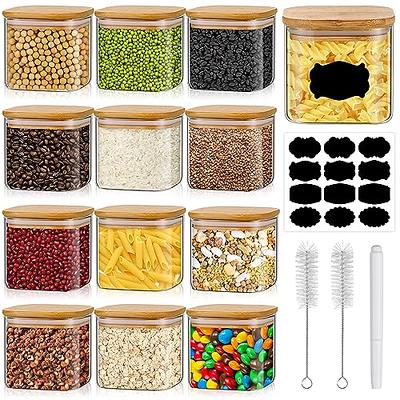 12pcs Glass Spice Jars With Bamboo Lid Spice Seasoning Containers