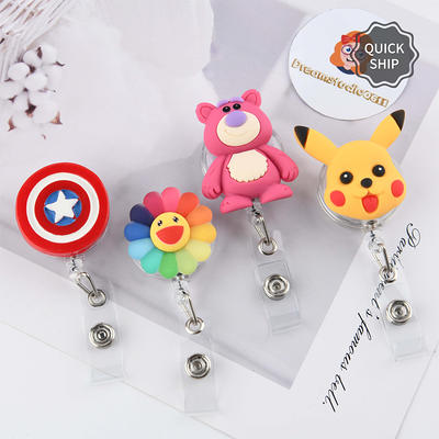 Nurse Badge Reel, Sunflower Reel, Strawberry Bear Reel, Bikachu