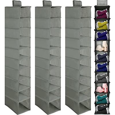  5 Tier Closet Hanging Organizer, Clothes Hanging Shelves with 4  Hanging Hooks 5 S Hooks, Wire Storage Basket Bins, for Clothing Sweaters  Shoes Handbags Clutches Accessories Patent Design-White : Home & Kitchen