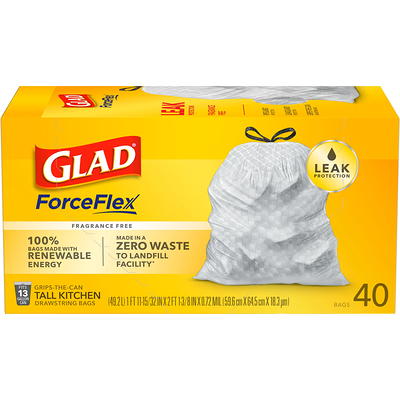Glad ForceFlex 13-Gallons Gain Original White Plastic Kitchen