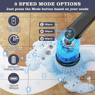 Electric Spin Scrubber, Cordless Shower Cleaning Brush with 9 Replaceable  Brush Heads and 3 Adjustable Speeds, Power Electric Shower Scrubber for