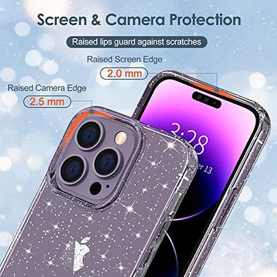 Hython Case for iPhone 13 Pro Max Case Glitter, Cute Sparkly Clear Glitter  Shiny Bling Sparkle Cover, Anti-Scratch Hard PC Slim Fit Shockproof
