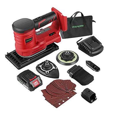 POPULO Detail Sander Palm Sander,14,000 OPM Electric Detail Sander with 12 Pieces Sandpapers, Power Sander with Dust Box for Woodworking