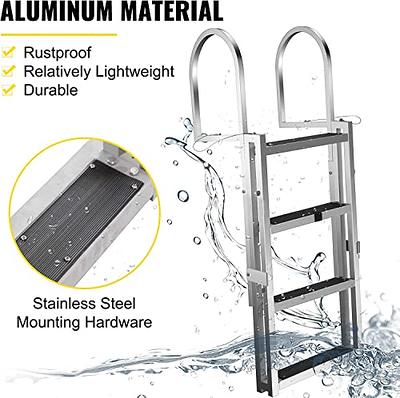 VEVOR Retractable Dock Ladder with Rubber Mat, Pontoon Boat Ladder 56-68  Adjustable Total Height, Swim Ladder Aluminum 4 Step, Each Step 20.5 x 4,  350Lbs Load, for Lake, Marine Boarding, Pool 