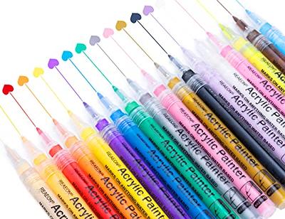 Grabie Acrylic Paint Pens - 28 Color Extra Fine Tip Markers for Painting  Various Surfaces - Premium Art Supply Set