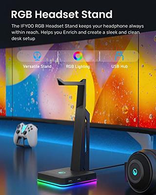 Gaming Headphone Stand PC Accessories - RGB Headset Stand with 2 USB  Charger, Cool LED Headphone Holder PC Gaming Accessories Gift for Boys Men