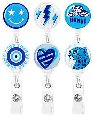 4 Pieces Retractable Badge Reels Felt Cute Name ID Badge Holders with  Alligator Clip for Women Nurse Doctor Teacher Student Employees