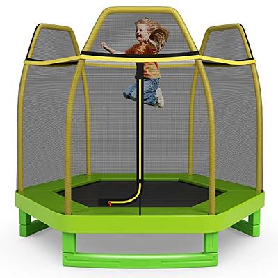 Giantex 48 Kids Trampoline, Outdoor Indoor Mini Recreational Round  Trampoline w/Safety Enclosure Net, Foam Padded Handrails, Stable Hexagonal  Shape