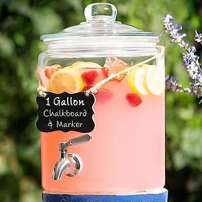 1 Gallon Beverage Dispenser with Stainless Steel Spigot + Marker &  Chalkboard 100% Leakproof Glass Drink Dispenser for Parties with Spout,  Airtight Beverage Serveware for Water, Juice, Laundry - Yahoo Shopping